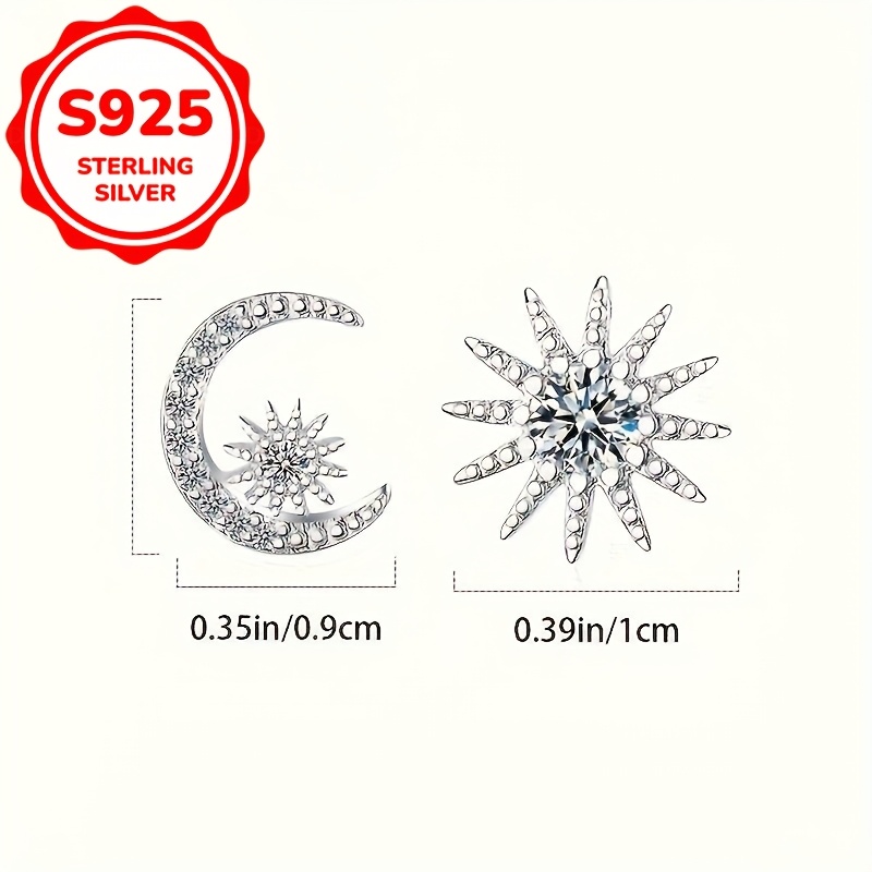 2pcs Women's Asymmetrical Star Earrings, S925 Silver